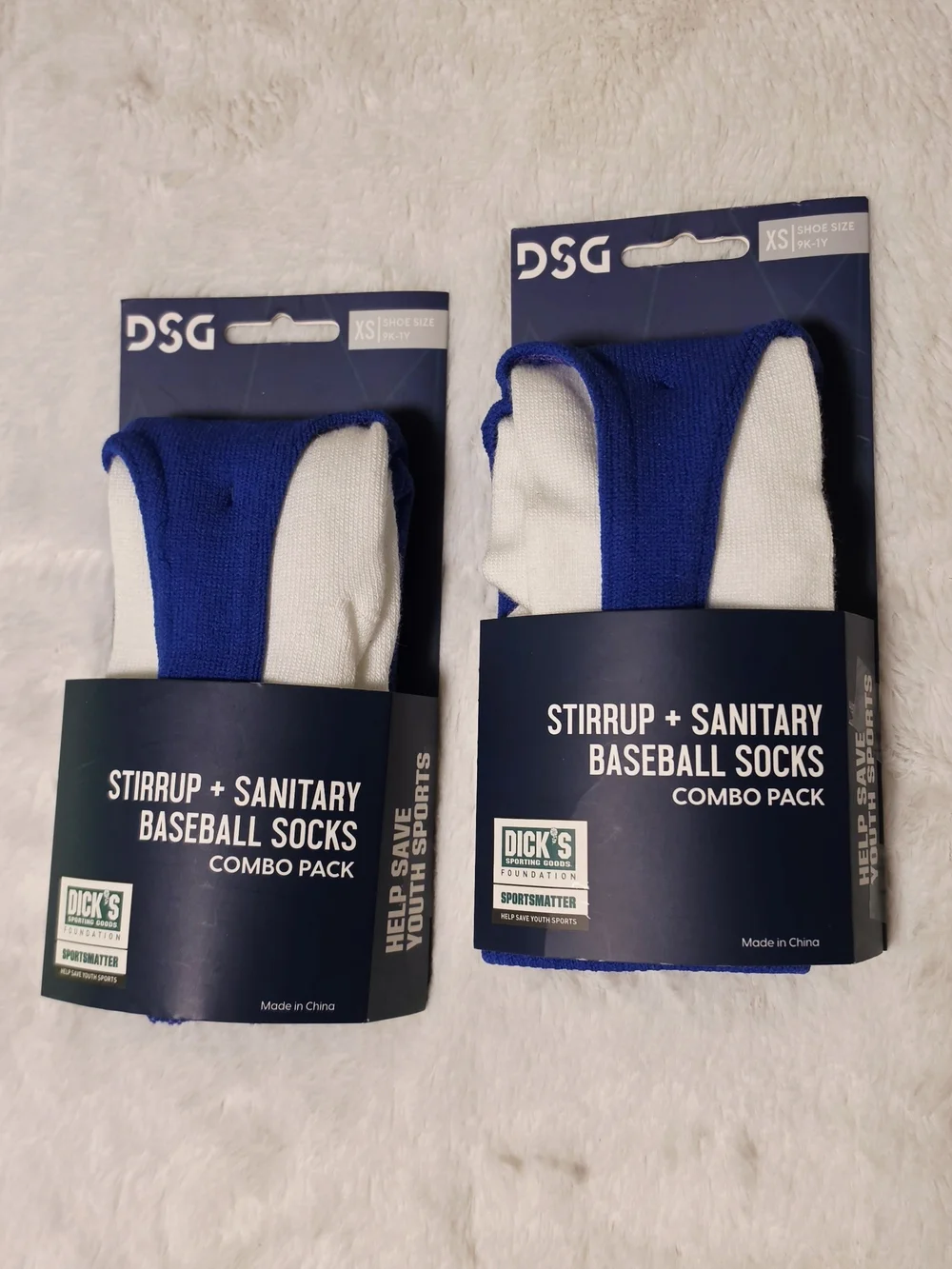 DSG White and Blue Stirrup + Sanitary Baseball Socks Combo(SOC68/69)